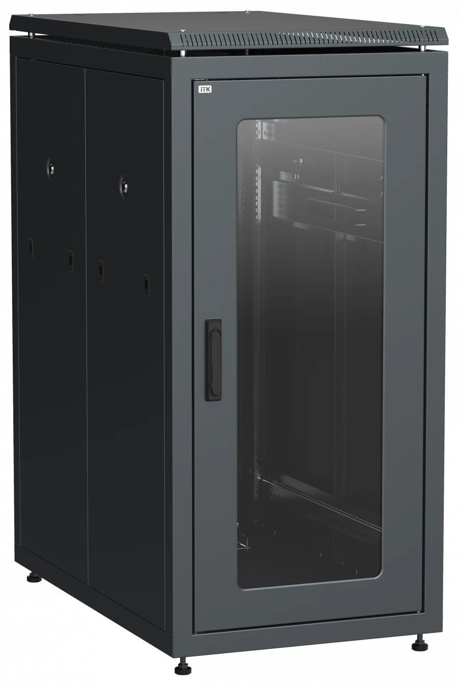 LN05-24U61-GP ITK Network cabinet 19" LINEA N 24U 600x1000 mm glass front door, rear perforated black