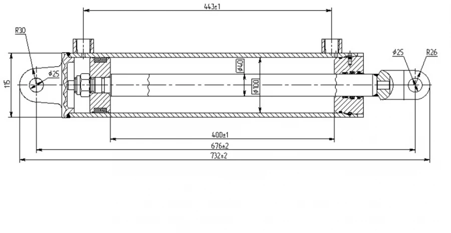 Hydraulic cylinder 1165.00.00.00.00 (100x40-400, mm), 16MPa