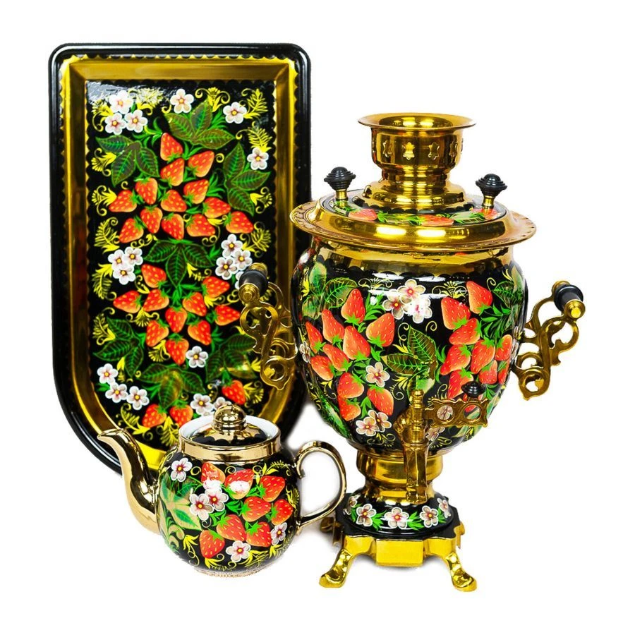 Set of electric samovar 3 litres with artistic painting