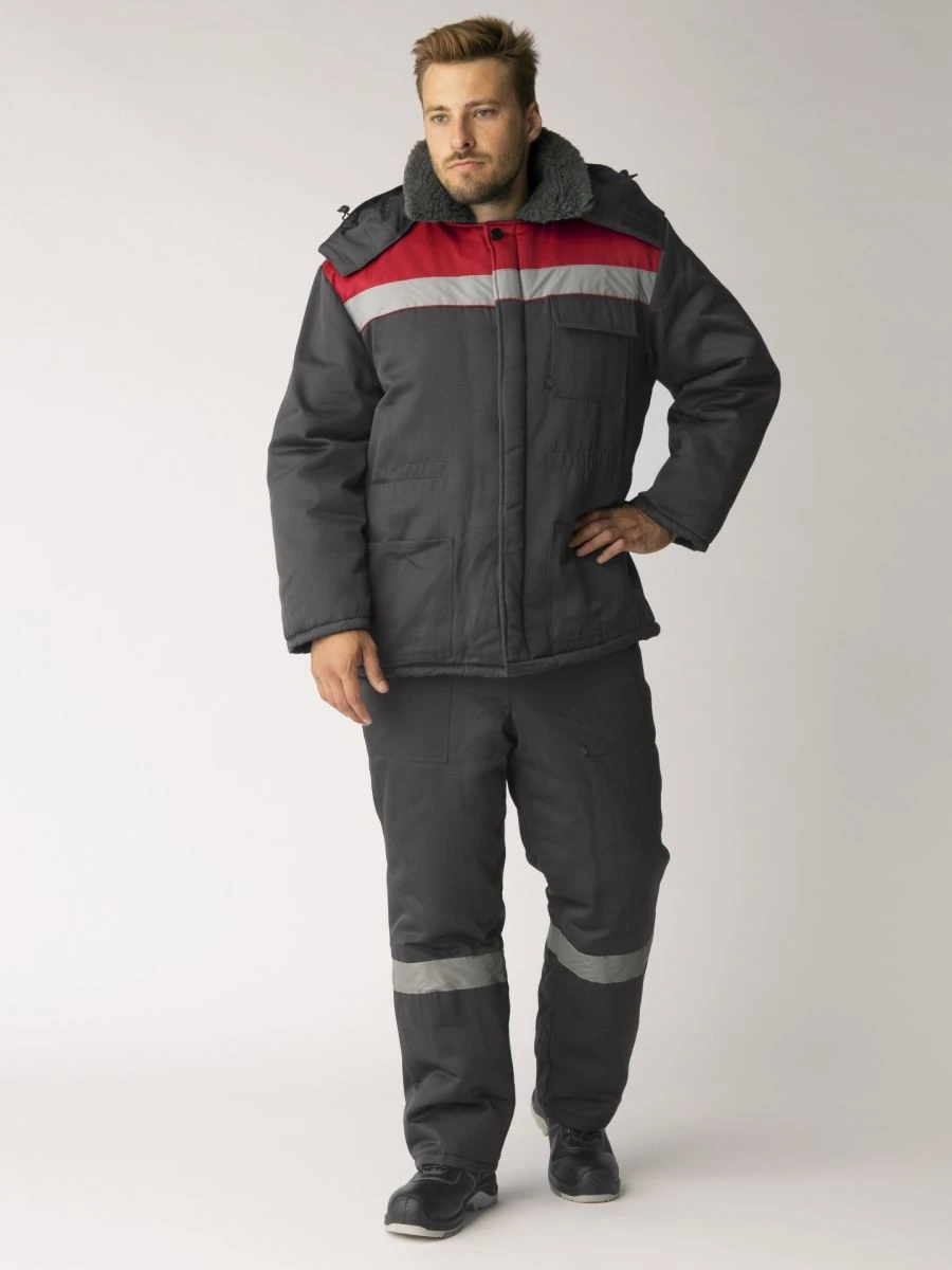 Winter suit Trudzhenik-Ultra-1 SOP, trousers, t.grey/red, art.87494644.