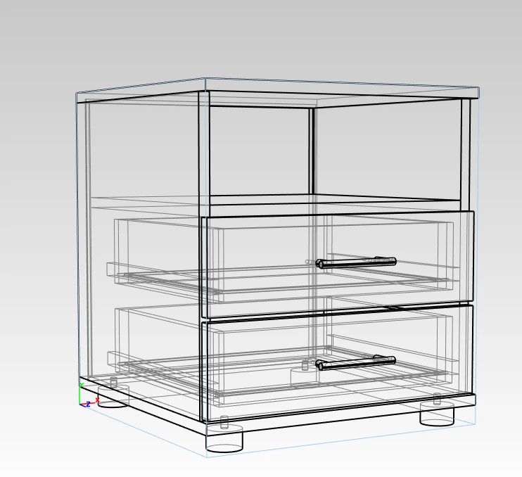Semi-open cabinet with drawers