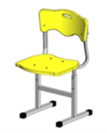 Plastic chair on a metal frame. Perspective