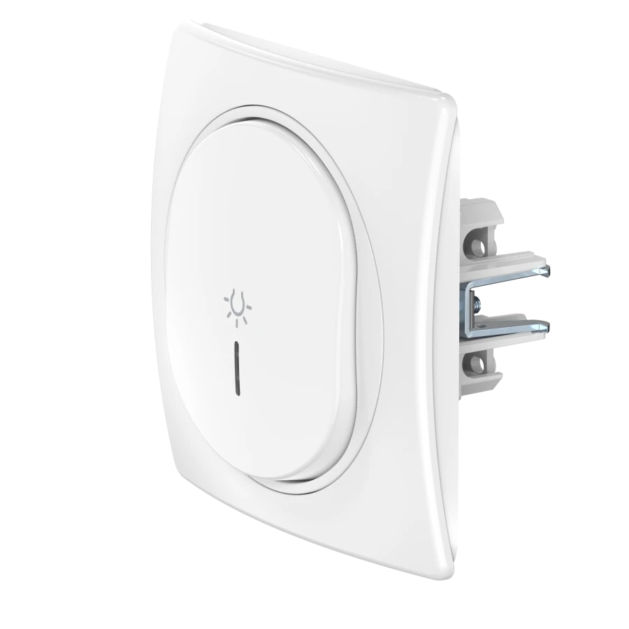 CADUCEUS ALING EON Flush-mounted push-button light switch with indication 10AX, 250V~, white, art. no. E609I.00 (mechanism).