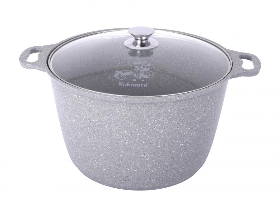 10L cast aluminium saucepan (with non-stick coating) TM Kukmara, with glass lid, "Marble" line