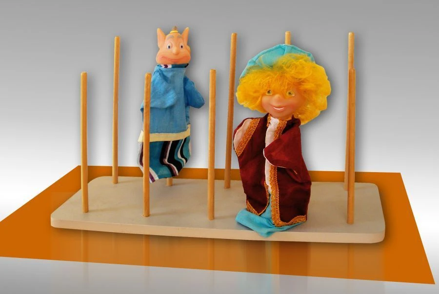 Stand for glove dolls.