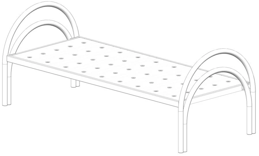 KF0-01-"MSC" (MSC-124M) - General hospital bed with single bed, without wheels, metal backrests, bed - steel sheet.