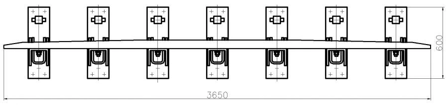 Counter rail of SP850 profile with complete set of pads with stop and fastenings (for SP t. R65 m. 1/9 av. 2434, 2766) project ?