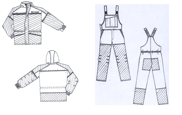 Women's suit (jacket, dungaree) for protection against general industrial pollution and mechanical effects (abrasion)