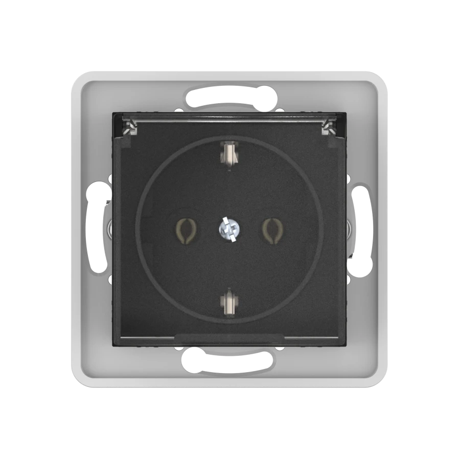 CADUCEUS ALING PRESTIGE Flush-mounted socket outlet with grounding without blinds with cover with plastic base 16A, 250V~, black