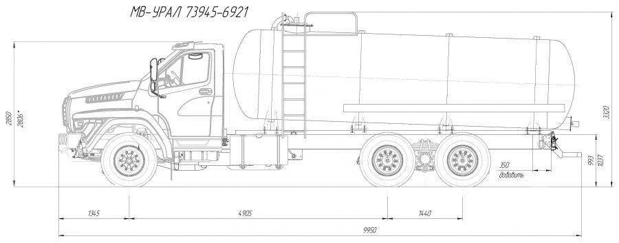 Vacuum tank truck MV/MV-OD/MVS 4671R1-40 on chassis Ural 73945-01