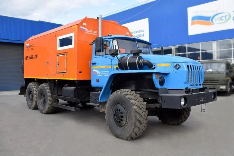 Mobile steam generating unit (SGU), UZST brand, type UZST01, modifications 6890-16 on chassis Ural 5557-1151-60, 5557-1151