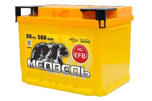 Lead battery for starting piston engines 6ST-60VLA EFB "Bear"