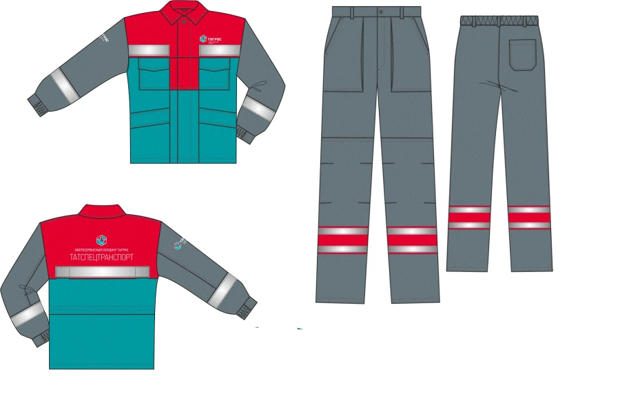 Women's suit (jacket, dungaree, headgear) for protection against general industrial pollution and mechanical effects.