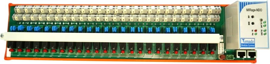 Digital output device. 24 signals up to 3 A at 250 V AC or 0.25 A at 250 V DC, individual galvanic isolation (MIRage-NDO-L).