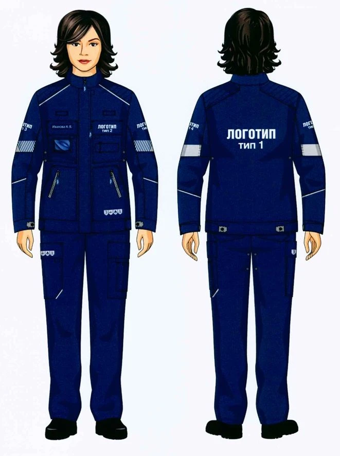 Women's suit (jacket, trousers) in Gazprom Neft corporate style for protection against general industrial contamination and mech