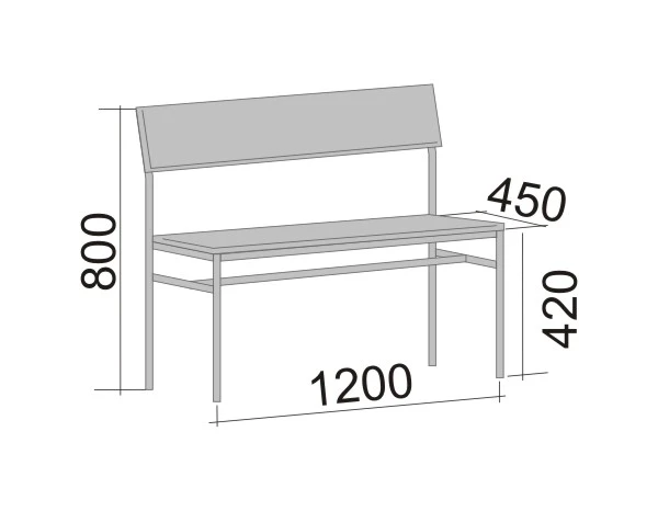 Metal-framed straight banquette (BA 2)