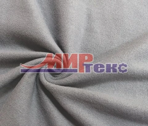 Synthetic knitted fabric (PE-100%) printed, plush uncut with fleece on both sides