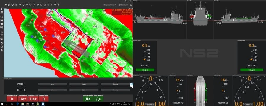 Hardware-software complex for automation, positioning, accounting of dredger productivity and control of dredger's performance u