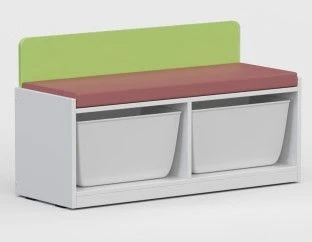 Sofa-box for toys "Flowers". Size (w x d x h): 950 x 350 x 536mm. (Furniture for kindergartens brand "Interior" series "TDI