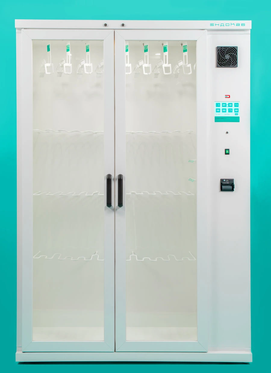 Device for automated drying and storage of flexible endoscopes "ENDOKAB" version ENDOKAB-8A