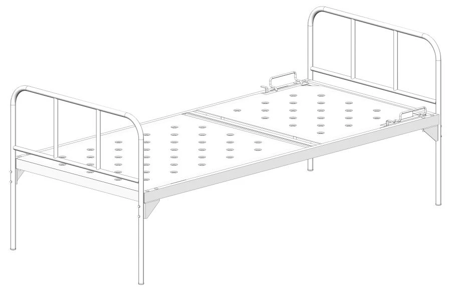 KF0-01-"MSC" (MSC-105M) - General hospital bed with headrest, without wheels, metal backrests, bed - steel sheet, mechanical