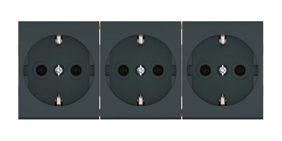 CADUCEUS ALING MODE Flush-mounted triple socket with earthing without blinds 16A, 250V~, 3x2M, anthracite, art. no. 66513.?