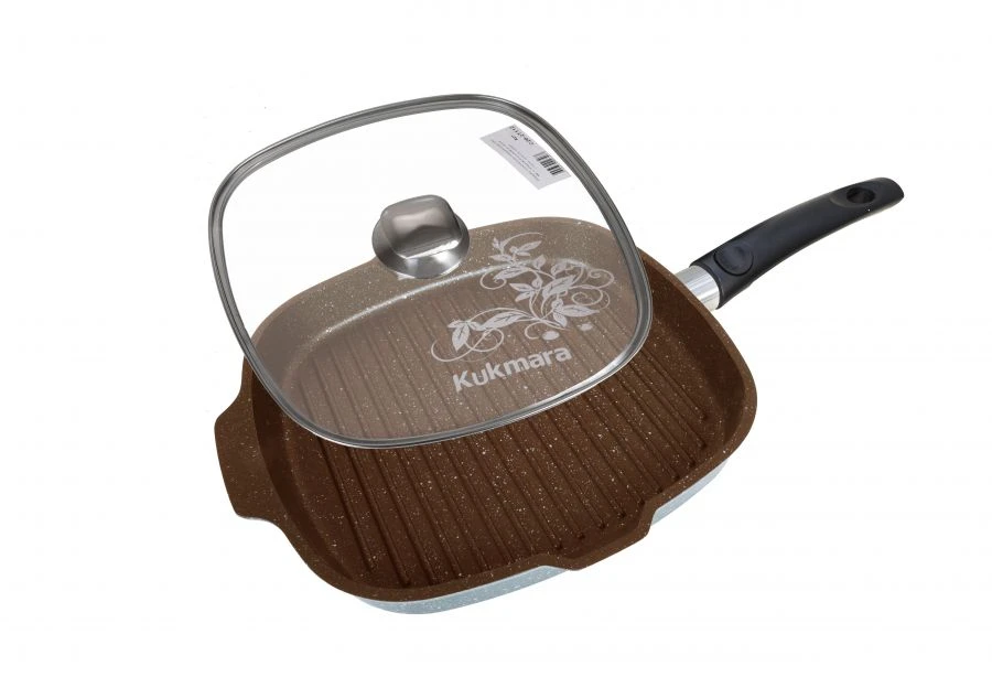 260x60mm square cast aluminium grill pan (with non-stick coating) TM Kukmara, with removable Bakelite handle