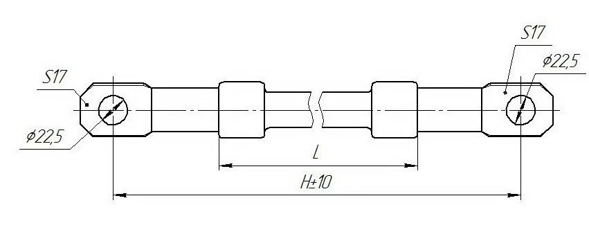 Tension rod insulator made of organosilicon rubber NSPK 160-25/0,9-K (HHTE.686161.611-08)