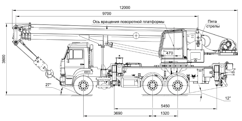 Truck crane ??-55713-1?-4 and its modifications (using the cabin ??-55713.52.100-6 and its modifications) (special, autonomous)