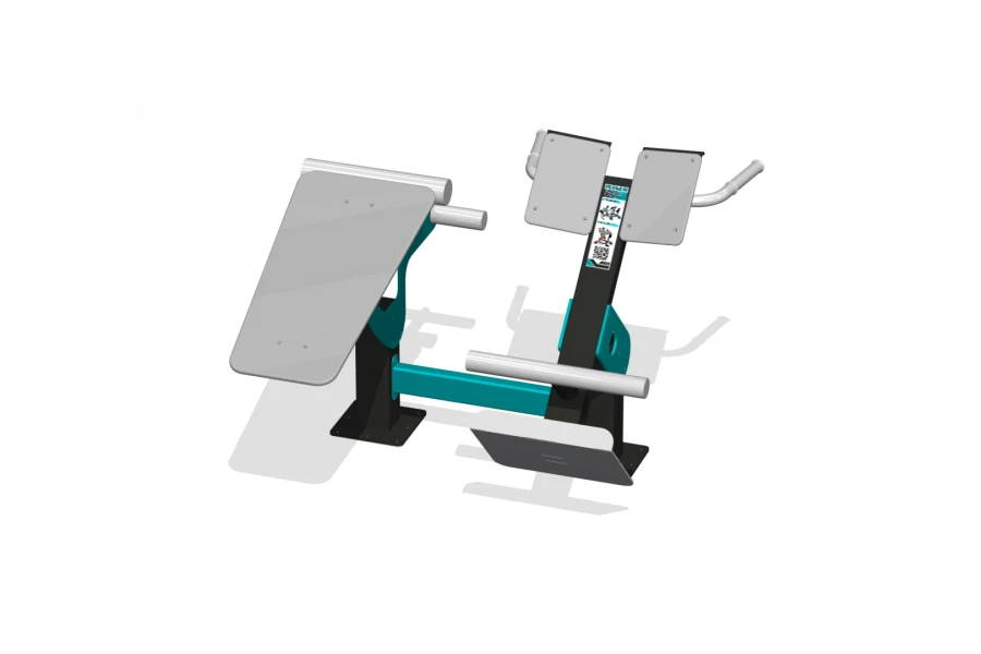 Outdoor dual exercise machine for back extensors and large gluteal muscles