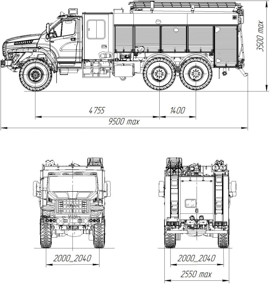 Fire tanker AC 4,0-70 (4320) model 009-UPZ, type UR66-02, modification UR66BJ