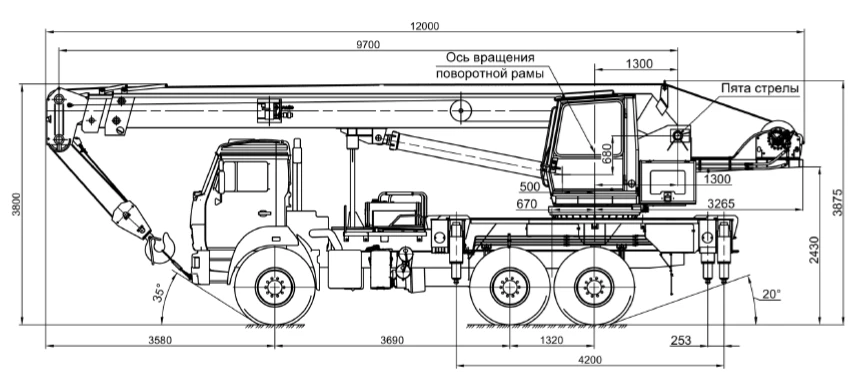 Truck crane ??-55713-5 and its modifications (using cab ??-55713.52.100-6 and its modifications) (special, auto crane)