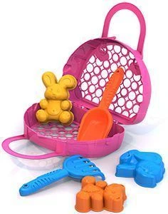 Sand set #117 (3 moulds, rake "Wave", trowel "Wave", bag - basket)