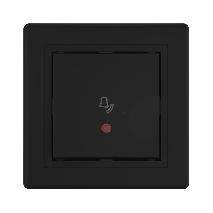 CADUCEUS ALING PRESTIGE Flush-mounted switch with push-button bell with indication 10A, 250V~, black (soft touch), article no. 6