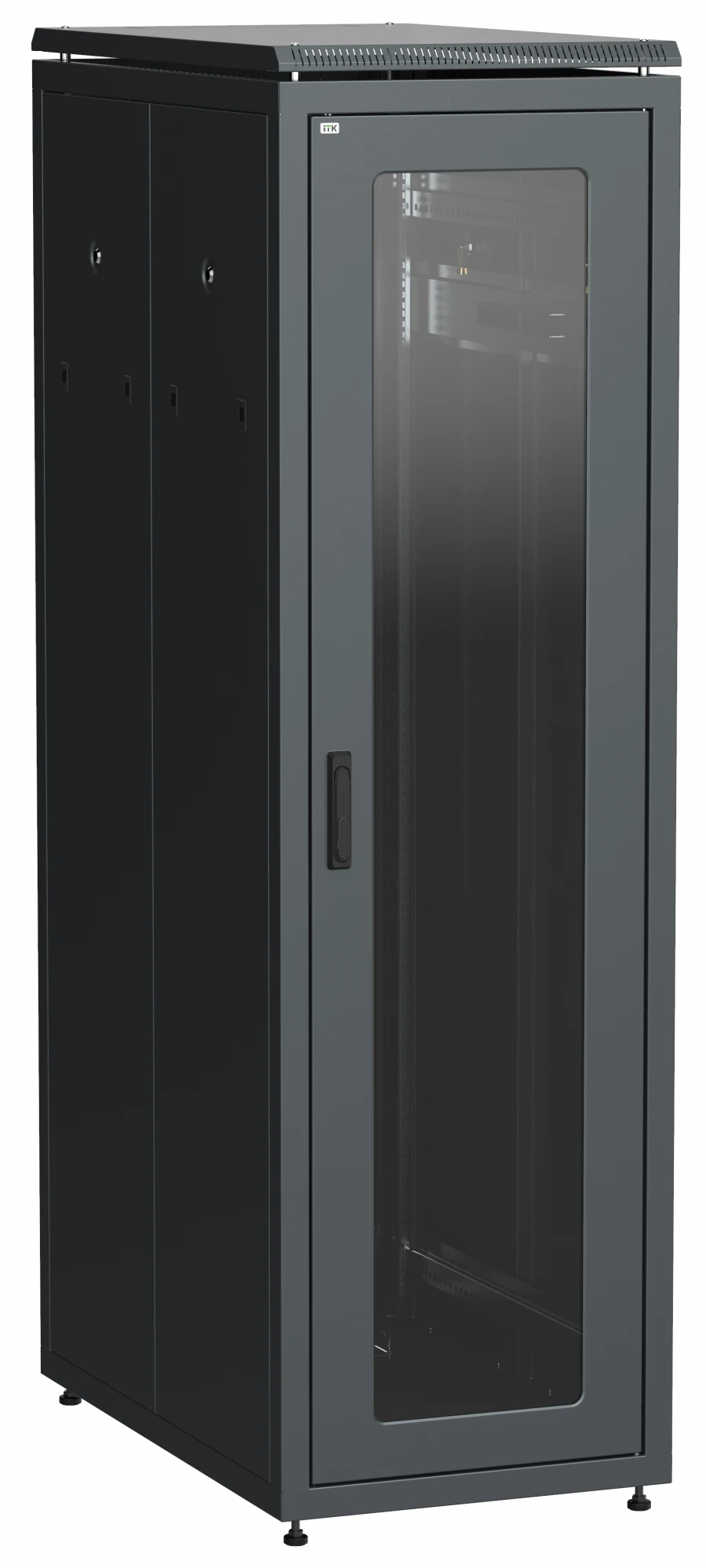 LN05-42U61-G ITK Network cabinet 19" LINEA N 42U 600x1000mm glass front door black