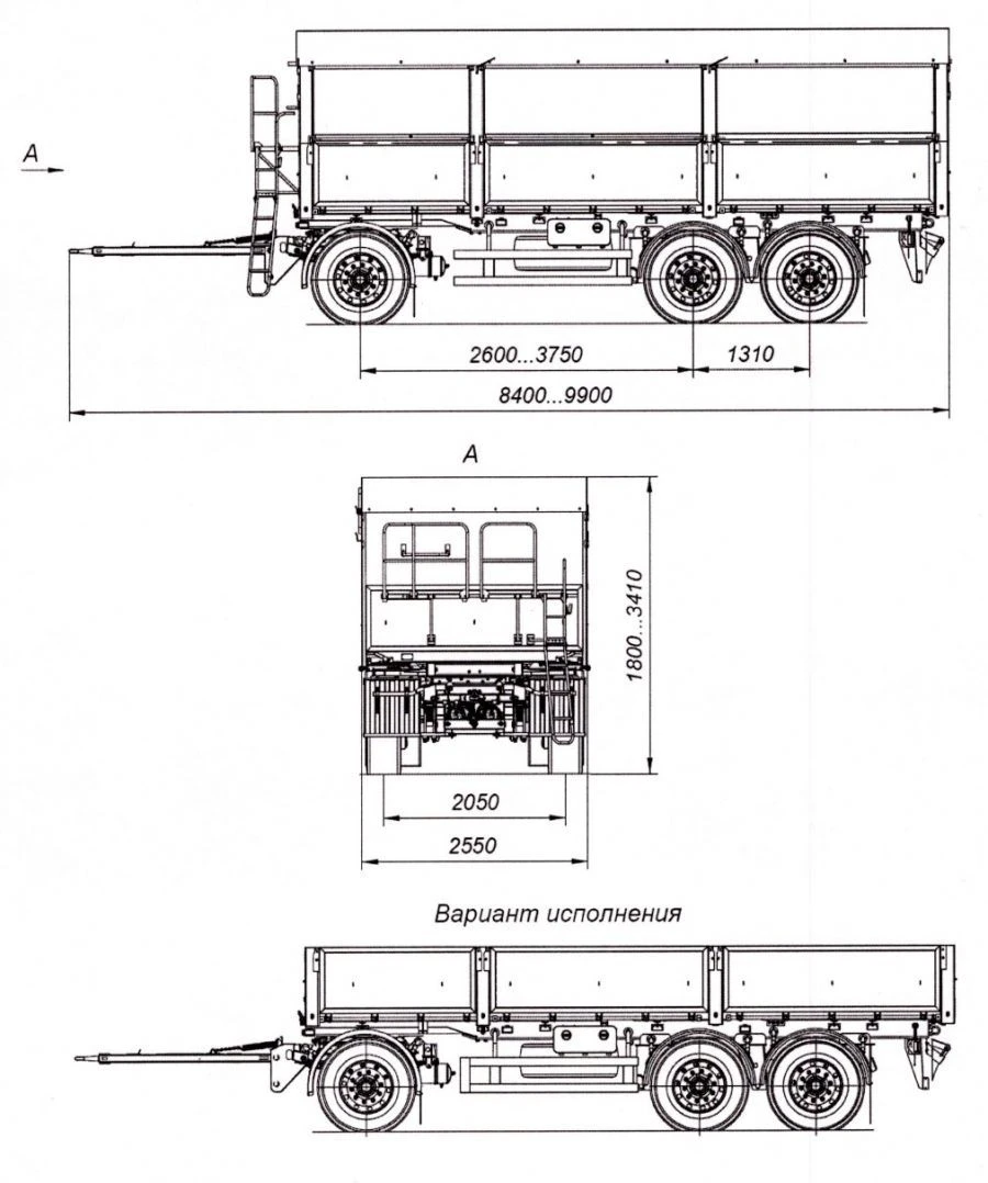 Tri-axle cargo trailer 8495-02A with CEYLAN AS-1210-225-ST-OV axles with load capacity 12 tonnes