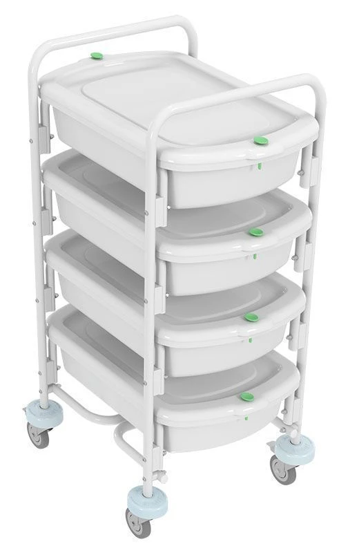 Endoscopic container trolley and containers for transportation and short-term storage of endoscopes TKE-4-"KRONT" according to T