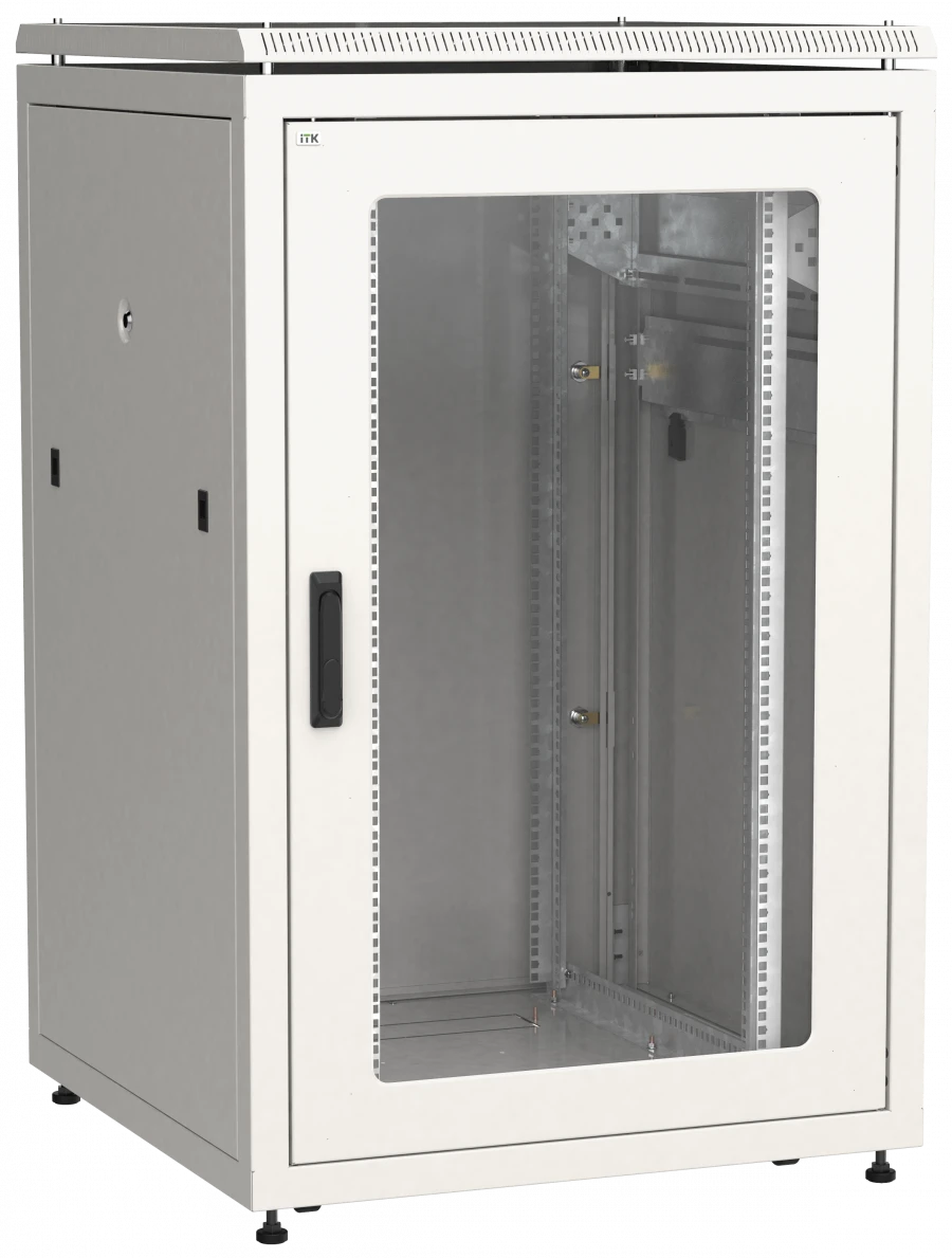 LN35-24U88-GM ITK LINEA N 24U 800x800mm glass perforated door rear metal grey.