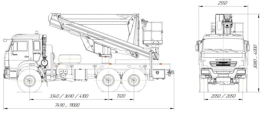 Means of transport equipped with lifts with working platforms R180T, VA180T Velmash-S type 57564 modifications:57551N per b