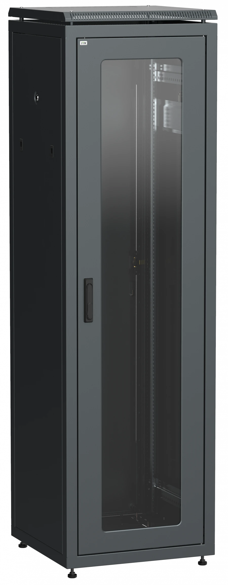 LN05-47U68-GM ITK Network cabinet 19" LINEA N 47U 600x800 mm glass front door, metal back door black