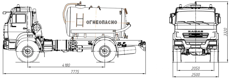 Oil and gas condensate collection tanker AKN/AKNS 4680D3-30 on KAMAZ 53605-A5 chassis