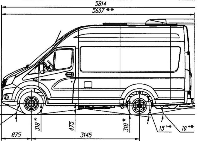 Chassis GAZelle NN, Modification A69R25, Dual fuel engine (petrol/GAS LPG)