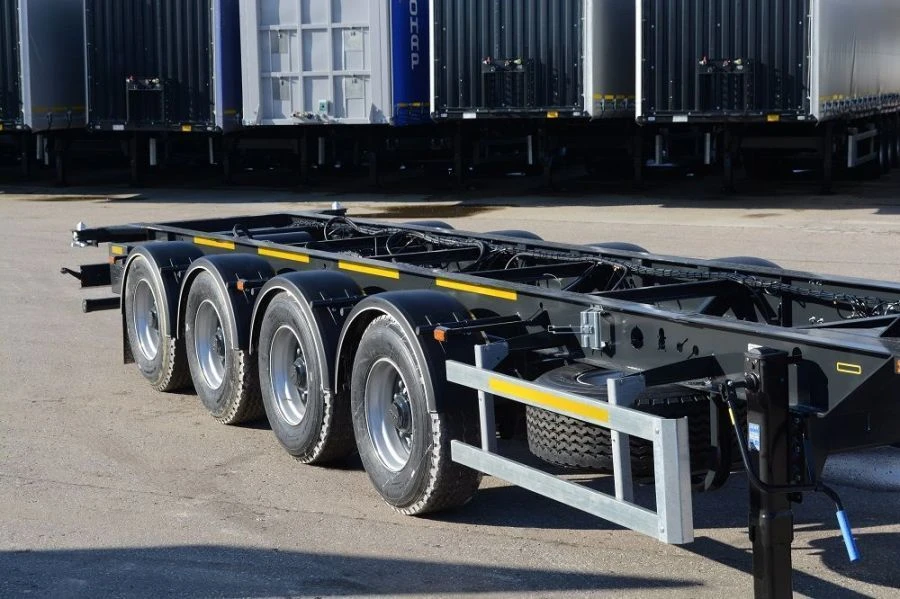 Semi-trailer-container wagon PTC 877725 (Modification 877725) on Tonar 9042 axles, with maximum permissible load on one axle PTC