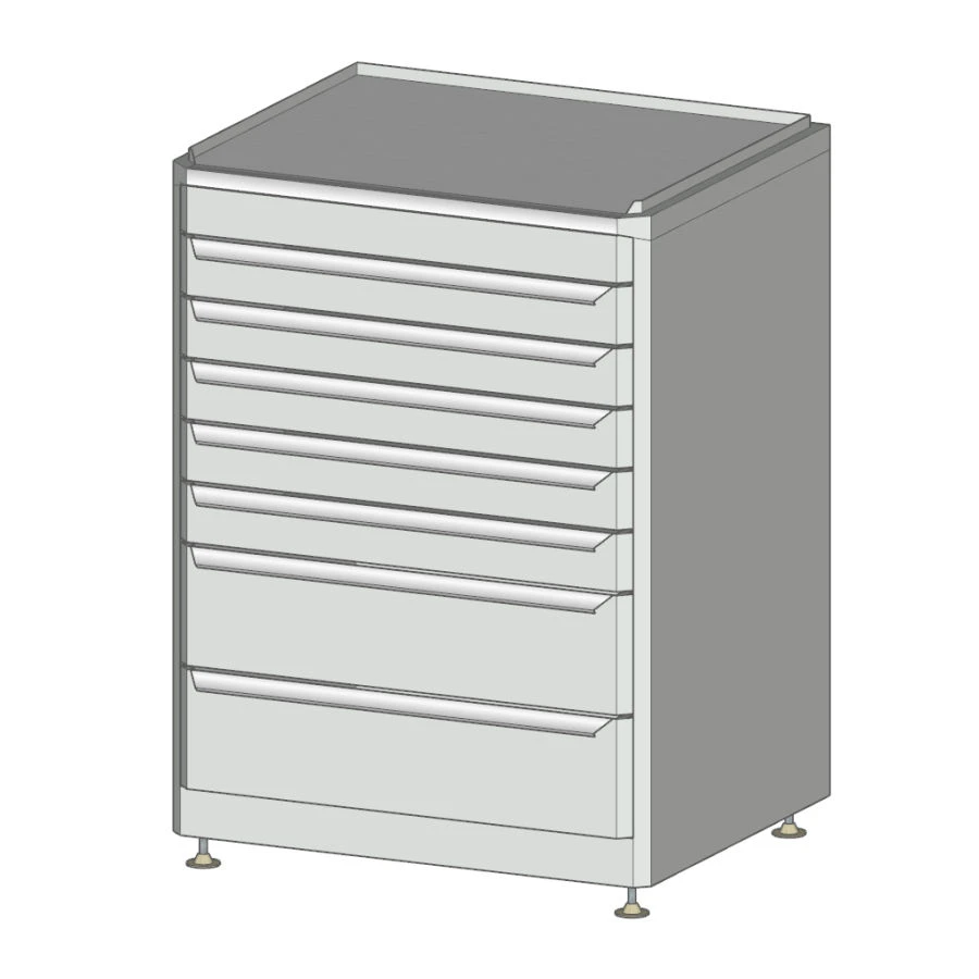 Tool cabinet with 7 drawers on adjustable supports (WxHxHxH) 625x540x900 mm