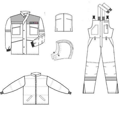 Women's suit (jacket, dungarees) for protection against low temperatures, general industrial pollution and mechanical effects (a