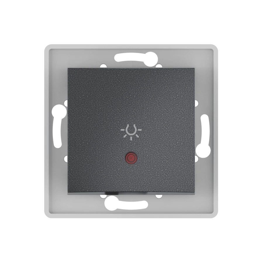 CADUCEUS ALING PRESTIGE Flush-mounted push-button light switch with 10AX, 250V~ indication, graphite, article number 6009I.2