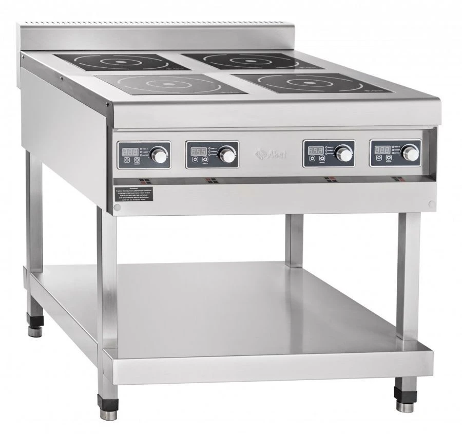 Four-burner induction cooker, type KIP-49P-5,0-01 for catering enterprises (on a stand) made of stainless steel with