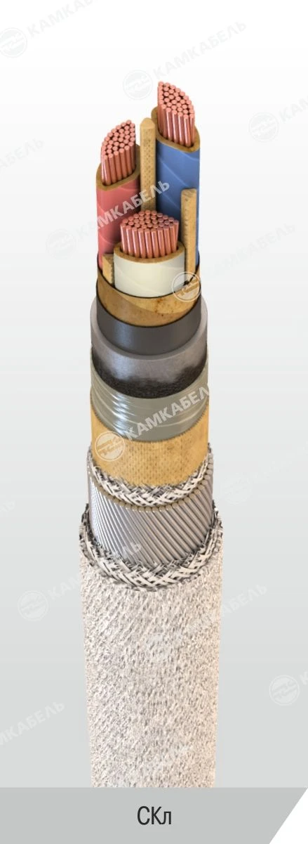 Power cable with copper conductors with paper insulation impregnated with viscous or non-flowing composition for voltage 6, 10 k