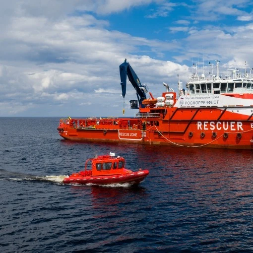 Working with a rescue ship
