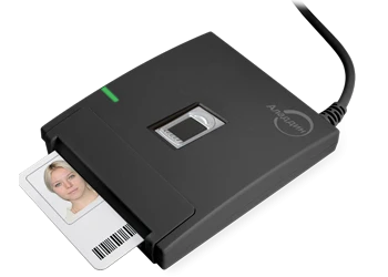 Smart card reader with clip-on fingerprint scanner Aladdin SecurBIO Reader, ALDE.467239.001-002, version 2